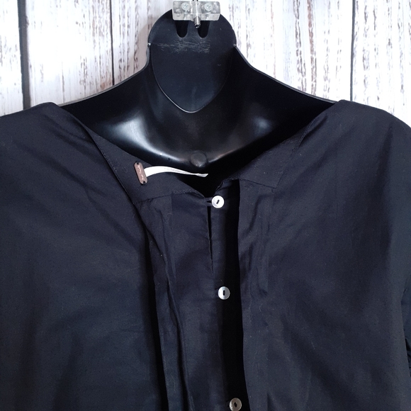 Free People So Obviously Yours poplin bell sleeve blouse bow details & buttons - Picture 9 of 15